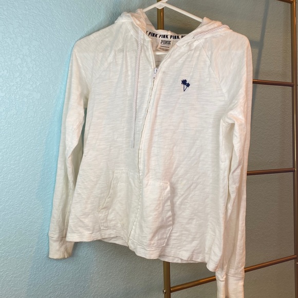 XS PINK VS Zip up hoodie White and blue palm tree logo - Picture 1 of 3